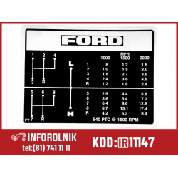 Tablica przełożeń Ford New Holland  C5NN7B292A C5NN7B292F C5NN7B292FY 